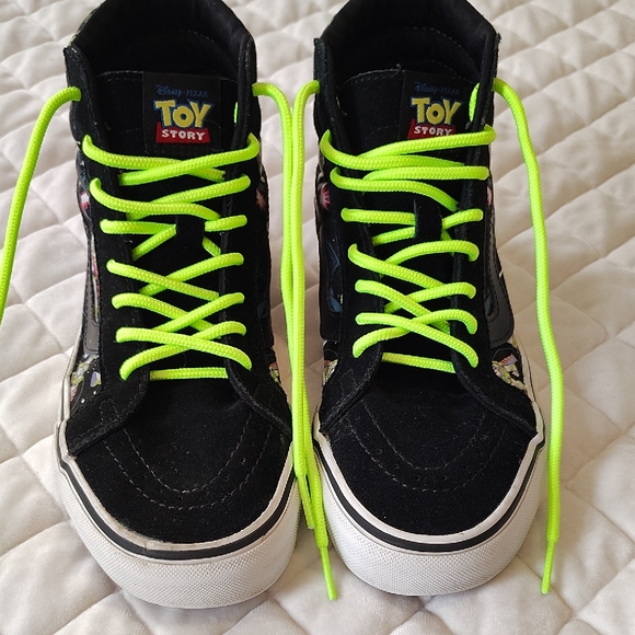 Vans Black and Neon Green Toy Story Unisex Sneakers , Women's 8.5 -Men's 7. - Picture 1 of 13